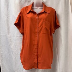 NWT Orange Button-Up Shirt - XL